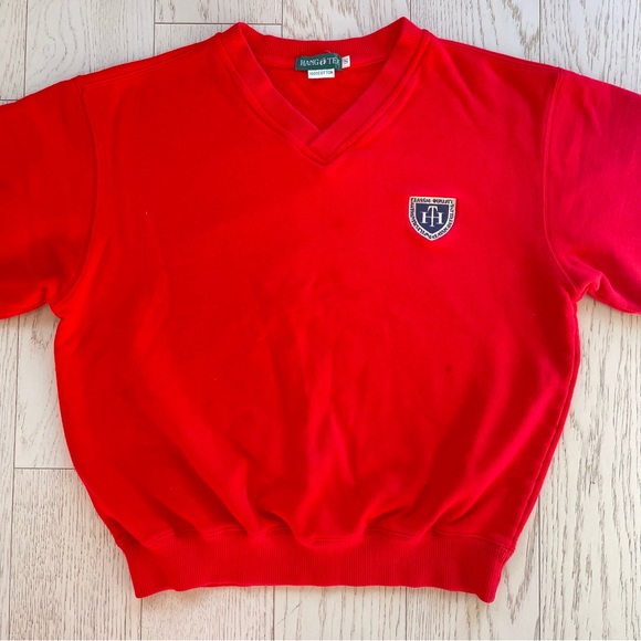 Vintage 90s Hang Ten 100% Pure Cotton Embroidered Logo Crewneck Red Sweatshirt - Picture 6 of 15
